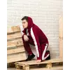 Мужской спортивный костюм (бордовая худи с лампасами  и серые  спортивные штаны с лампасами)