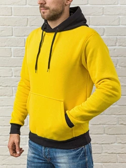 Мужская толстовка с капюшоном теплая - эксклюзивный дизайн худи: желто-черная, кофта, кенгурушка / ОСЕНЬ-ЗИМА
