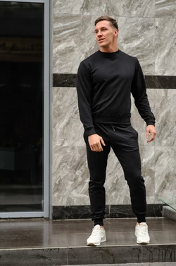 Спортивный костюм мужской весна-лето-осень (черный свитшот + черные штаны)