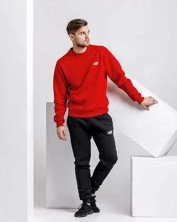 Зимний мужской спортивный костюм - красный теплый свитшот, черные теплые штаны (с лого любого бренда)