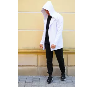 Белая мантия с капюшоном + черные спортивные штаны мужские (комплект)