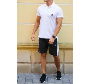 Мужские шорты с лампасами и футболка поло Adidas (Адидас)
